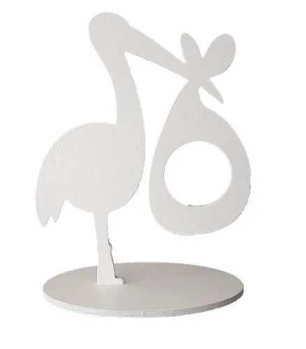 Figurka stojąca bociek noworodek- biała