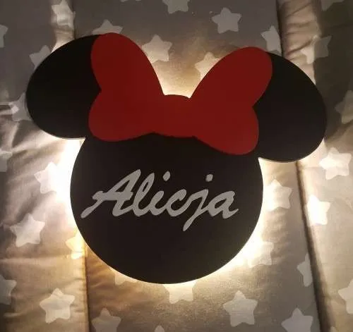 Lampka nocna Myszka z imieniem LED na baterie
