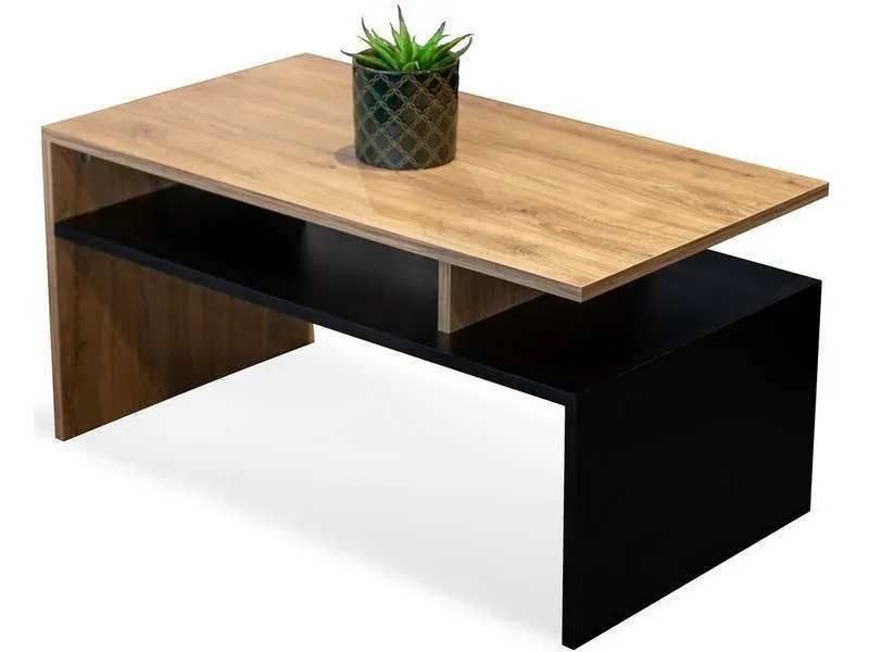 Stolik Trebia Czarny/Dąb kawowy Ława Nowoczesny