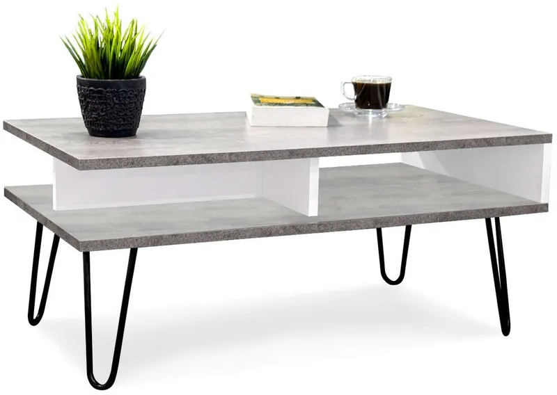 Stolik kawowy Trebia II Nowoczesny Ława loft BIAŁY ALASKA BETON ST6HR