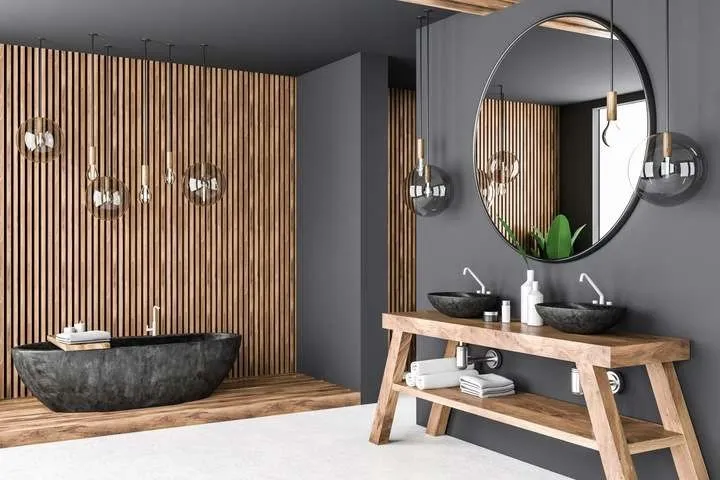 Lustro Okrągłe czarne LOFT 70 CM