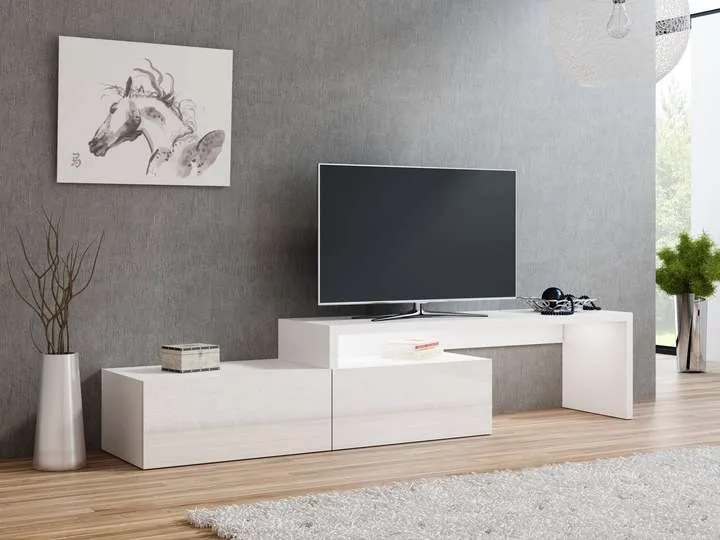 SZAFKA RTV BIAŁY-MAT FRONTY BIAŁY-POŁYSK 220CM