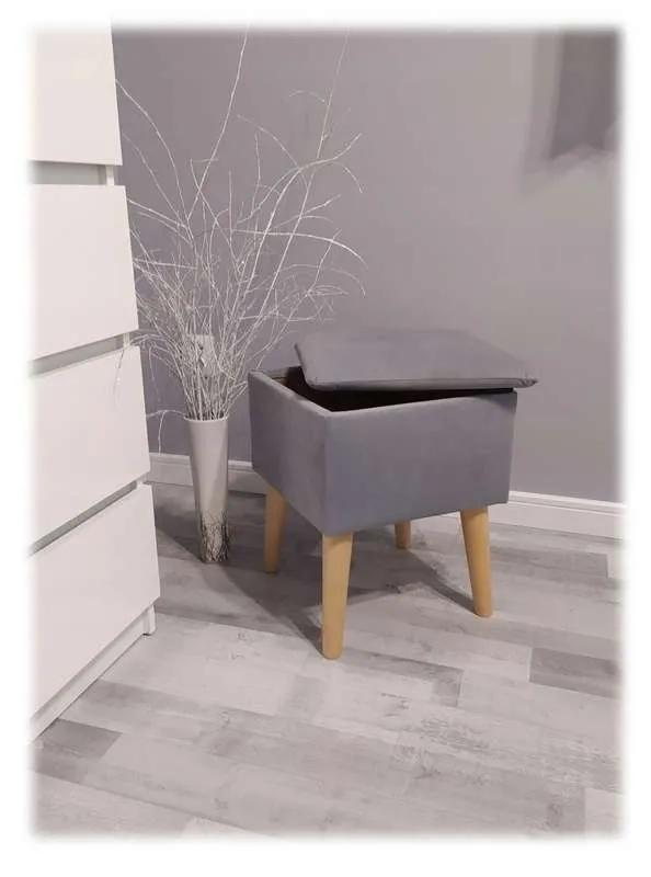 Pufa z pojemnikiem skandynawska - szara