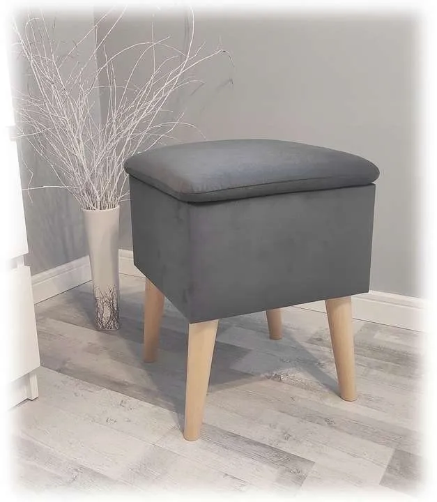 Pufa z pojemnikiem skandynawska - grafitowa