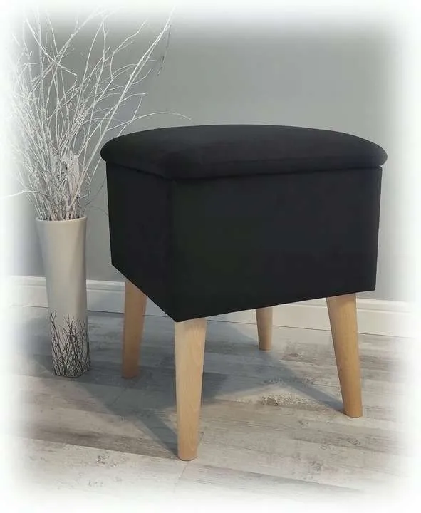 Pufa z pojemnikiem skandynawska - czarna