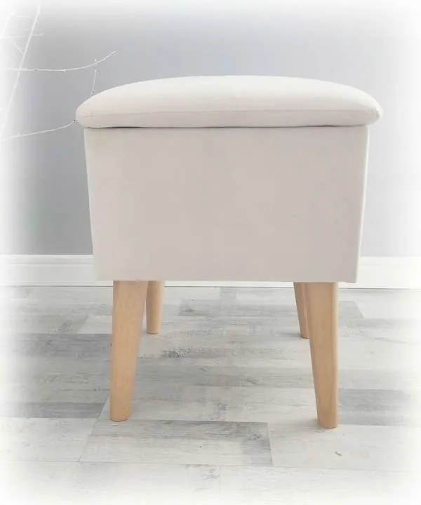 Pufa z pojemnikiem skandynawska - kremowa