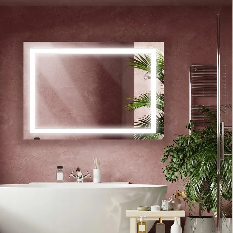 Nowoczesne lustro LED 80x60 Barwa zimna 6000K