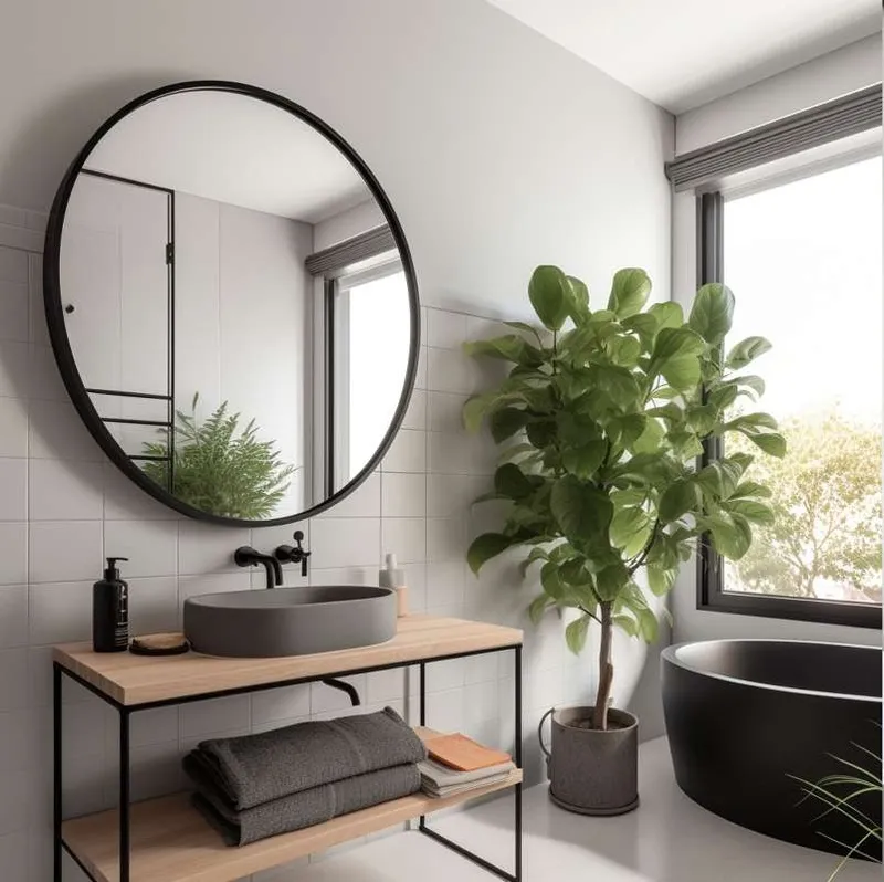 LUSTRO OKRĄGŁE CZARNE LOFT 50 CM