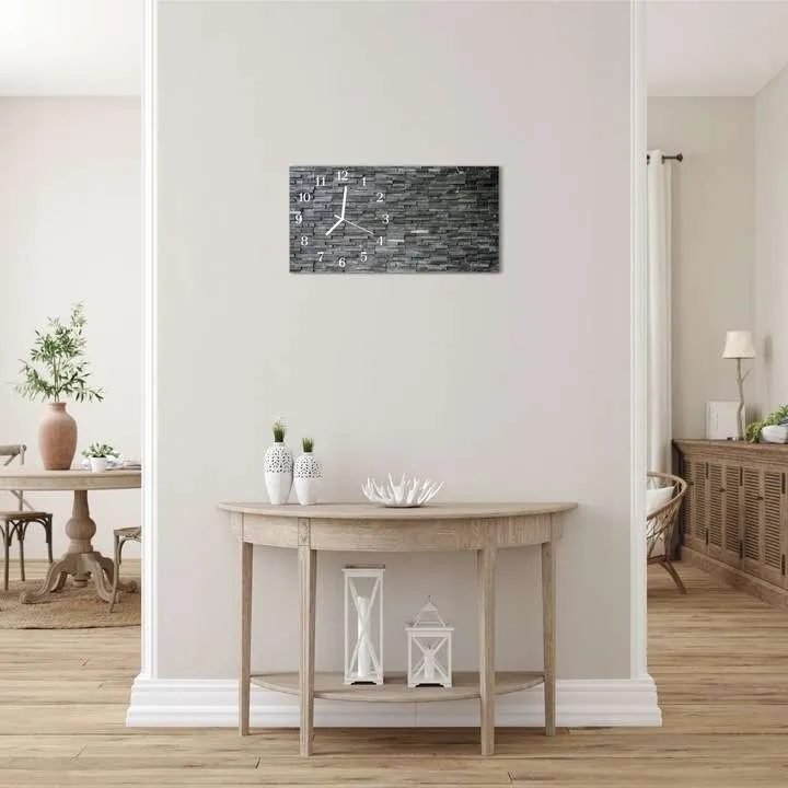 Zegar na szkle ścienny 60x30 cm cegła szara