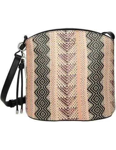 Listonoszka torba pleciona z geometrycznym wzorem Nobo - czarna