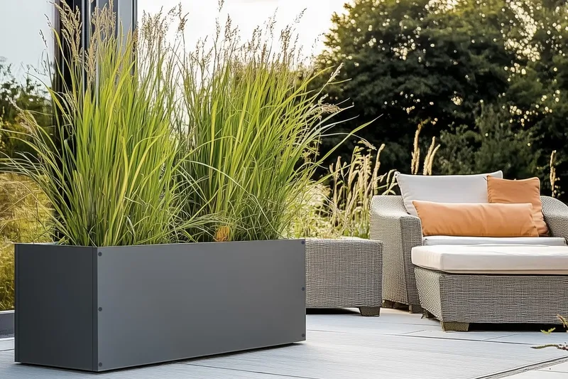 Donica ogrodowa metalowa 180x50x50RAL7016 antracyt