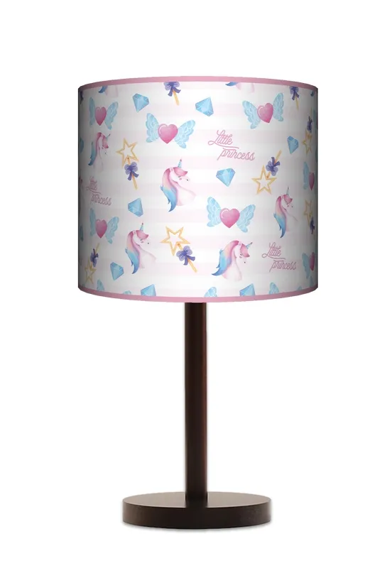 Lampa stołowa - nocna drewniana duża - Świat Księżniczki (różowa)