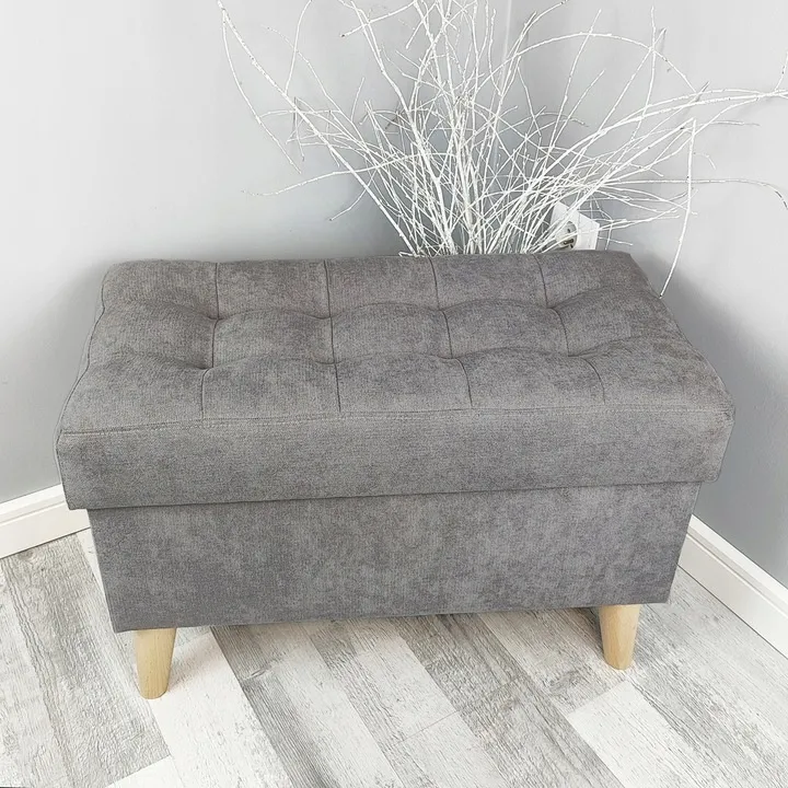 Stylowa pufa otwierana 60 cm CIEMNOSZARA