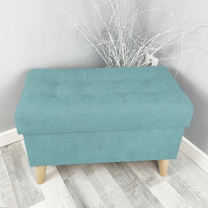 Stylowa pufa otwierana 60 cm TURKUSOWA