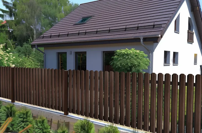 Sztacheta ogrodzeniowa metalowa drewnopodobna  ciemny dąb 11,5x150