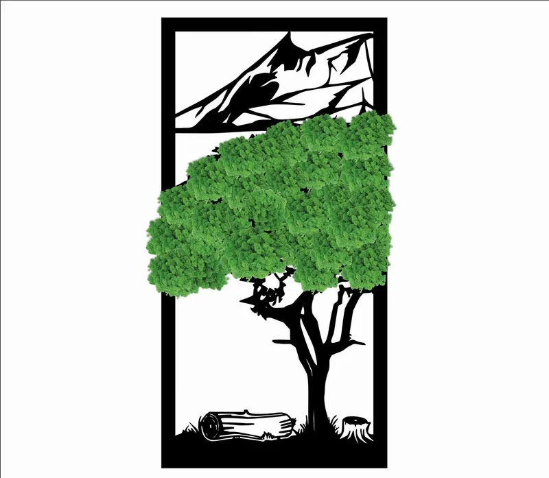 Drzewo z krajobrazem – ekologiczny obraz z mchem