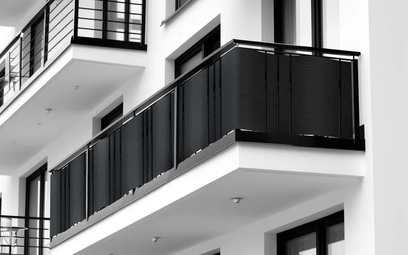 Osłona balkonowa na wymiar. Mata rattanowa dwustronna antracyt RD05