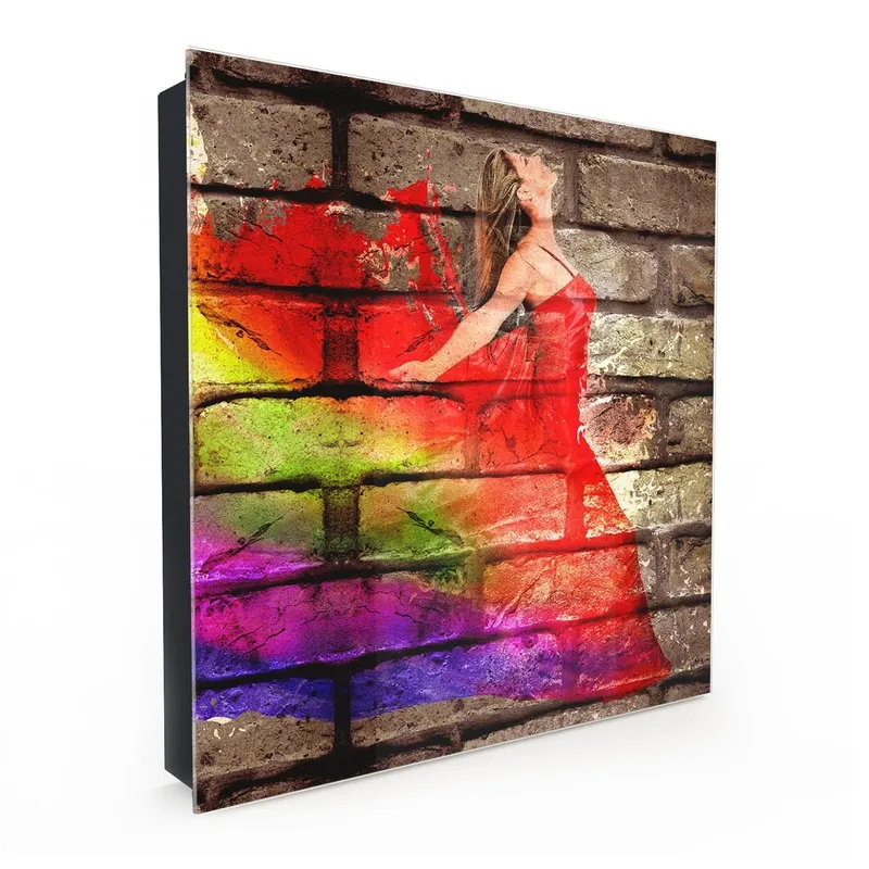 Skrzynka na klucze - Rainbow brick lady