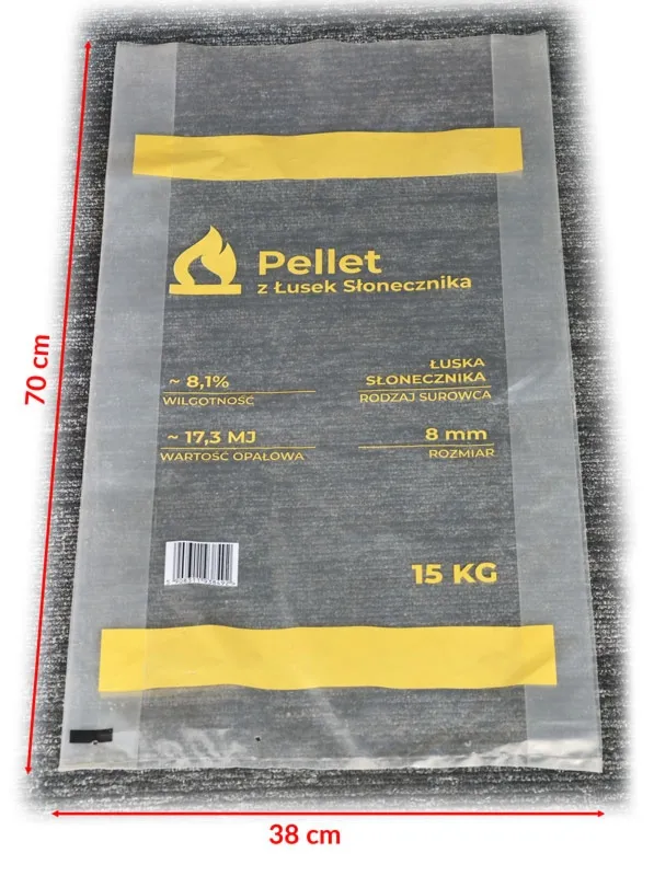 Mocne worki foliowe do pelletu 38x70 cm, 0,06 mm – pakiet 200 sztuk