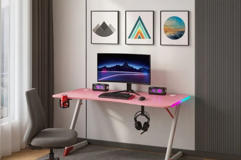 Biurko Gamingowe różowe