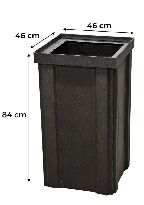 Kosz metalowy czarny RAL 7016  łazienka ,restauracja ,hotel 84x44x44