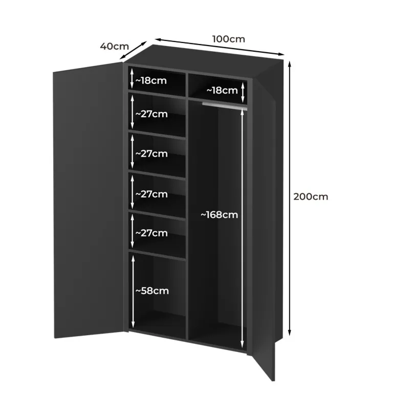 Szafa gospodarcza metalowa RAL 7016 100×200×40 cm
