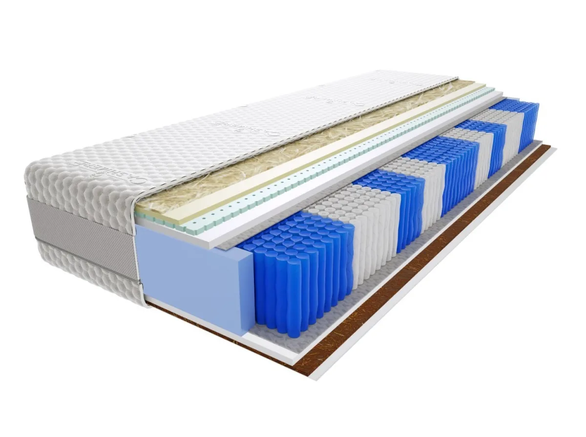Materac Aisza Multipocket 155x195 cm Średnio / Twardy Lateks Kokos Visco Memory