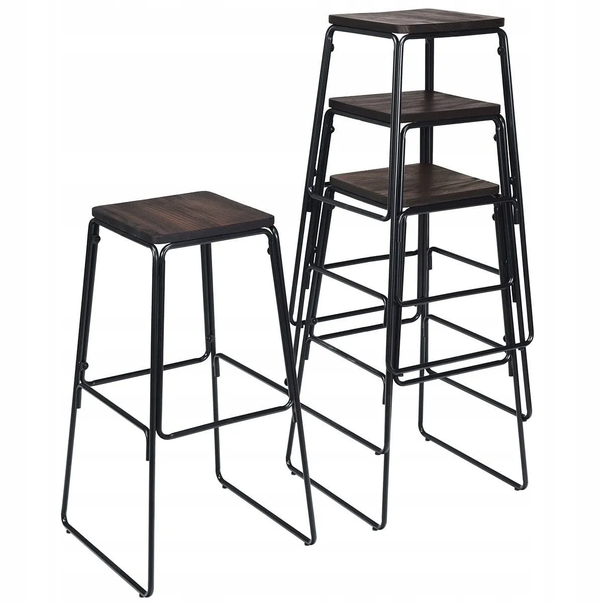 Zestaw industrialnych stołków barowych 4 szt.
