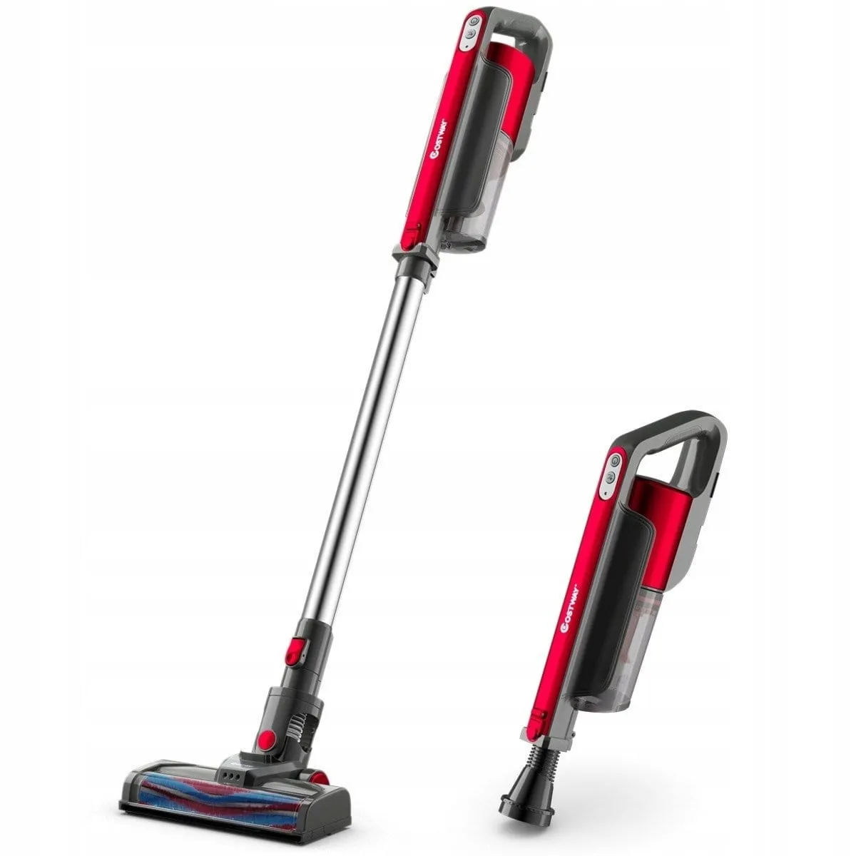 Odkurzacz bezprzewodowy bezworkowy z filtrem hepa 6w1 - czerwony