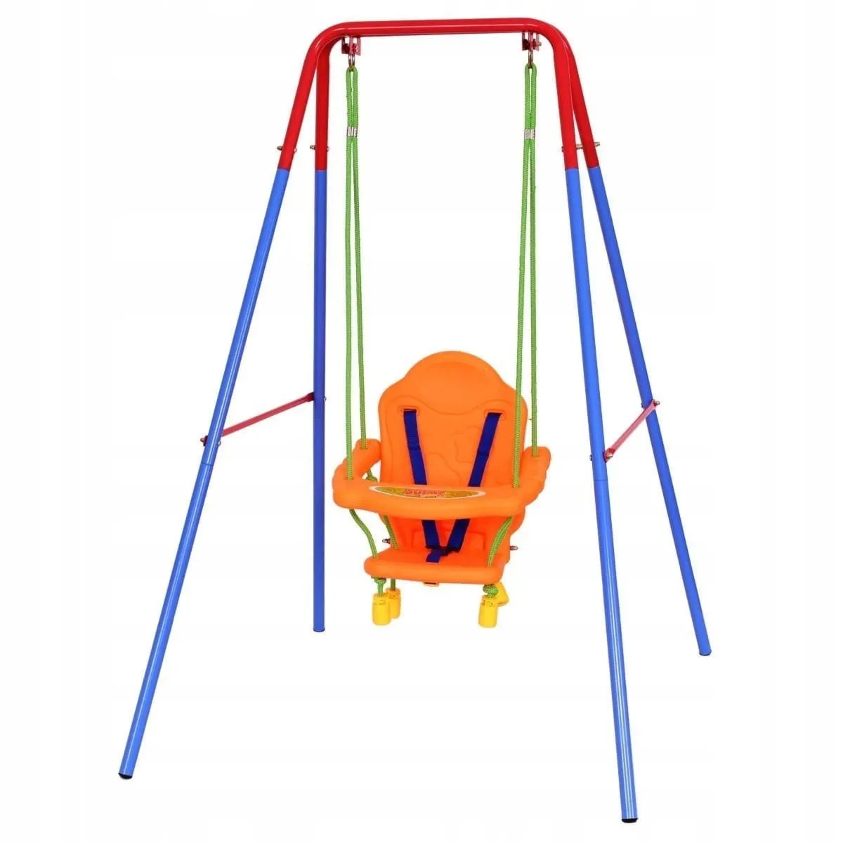 Huśtawka kubełkowa dla dzieci stojąca do ogrodu