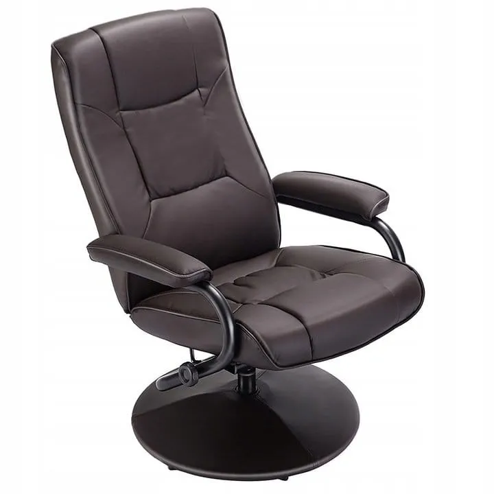 Fotel obrotowy z podnóżkiem ze skóry ekologicznej