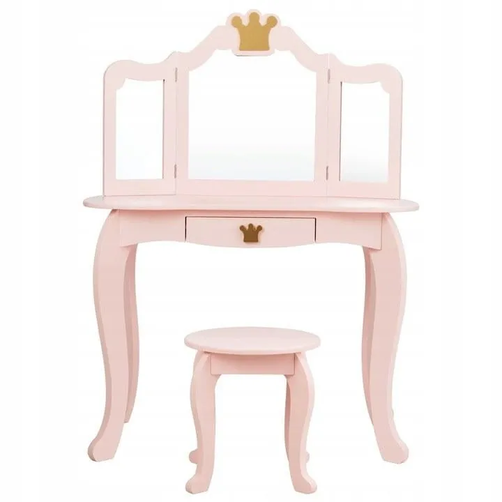 Toaletka kosmetyczna biurko dziecięce z lustrem i taboretem