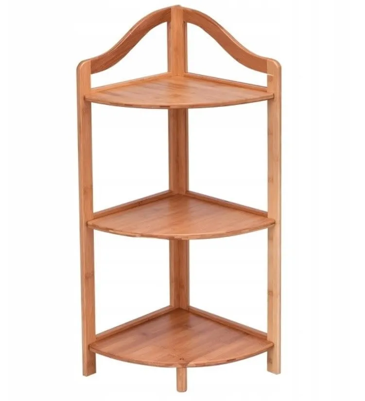 Regał narożny bambusowy z 3 półkami