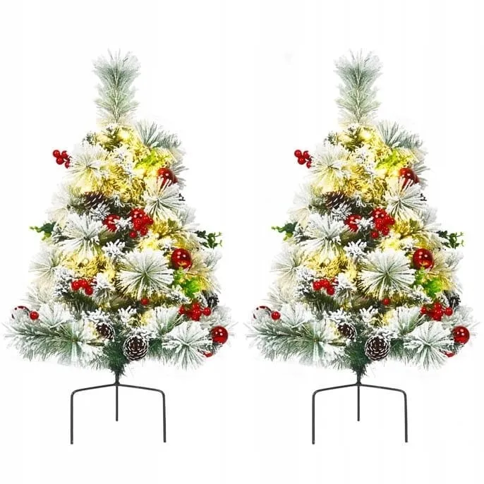 Sztuczna mini choinka z lampkami LED 60cm zestaw 2 szt.