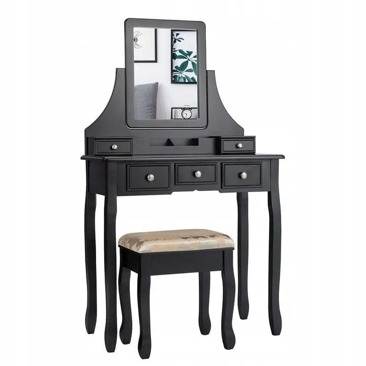 Toaletka kosmetyczna z lustrem i taboretem