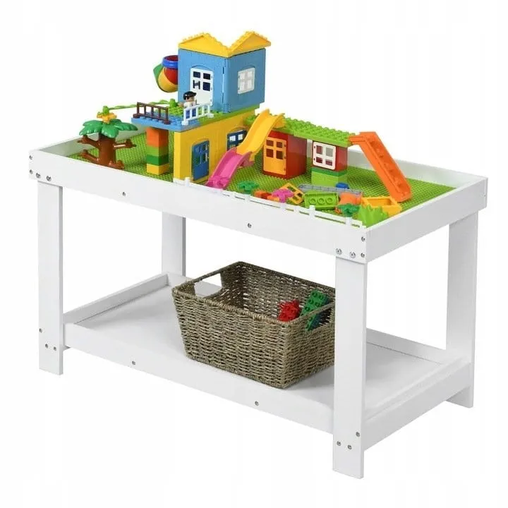Stolik z nakładką do układania klocków