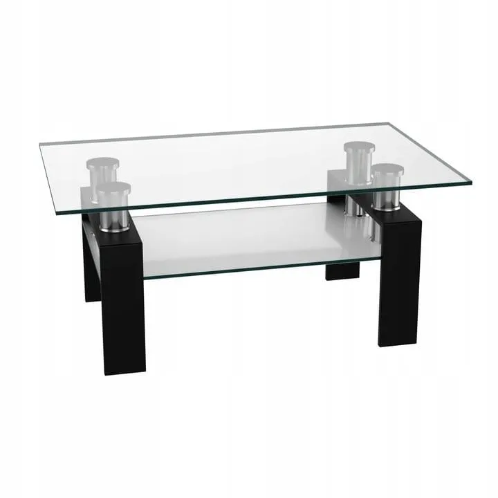 Szklany stolik kawowy z półką 99 x 60 x 44,5 cm