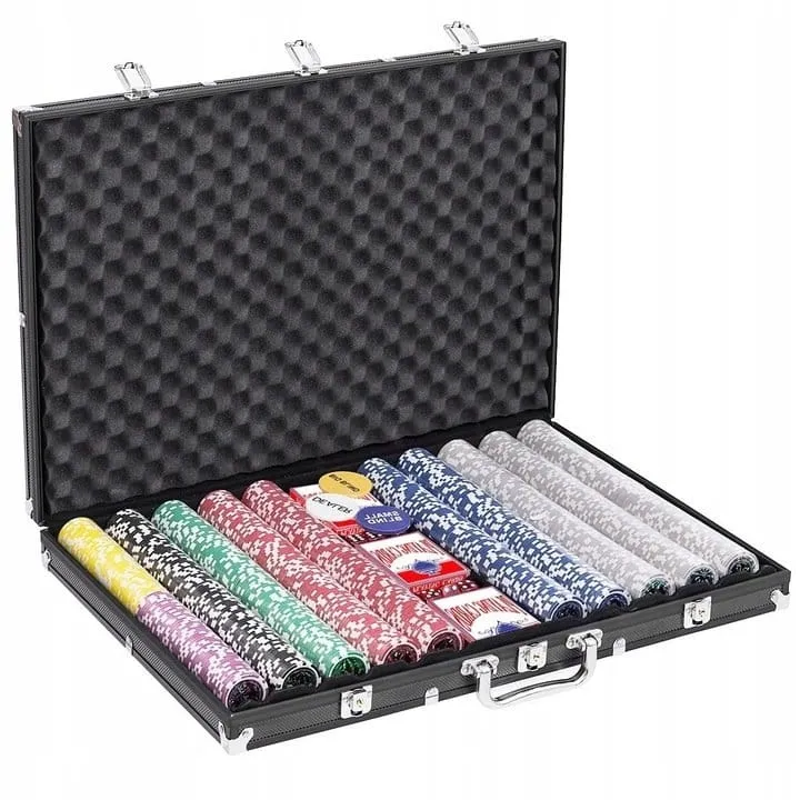 Zestaw do pokera 1000 żetonów mata karty walizka