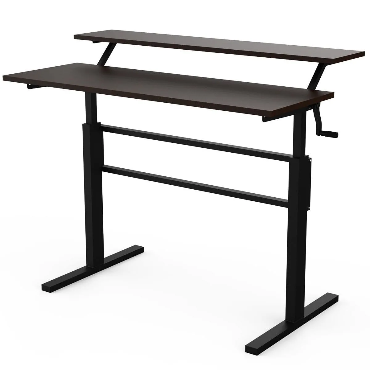 Biurko z regulacją wysokości i półką na monitor