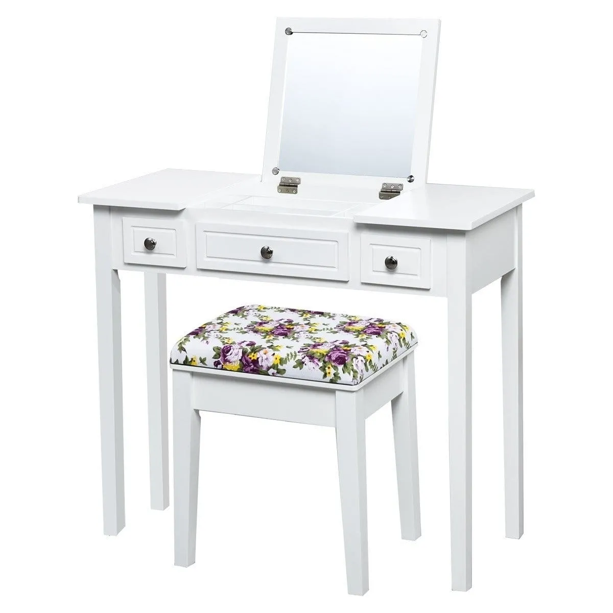 Toaletka kosmetyczna z lustrem i taboretem