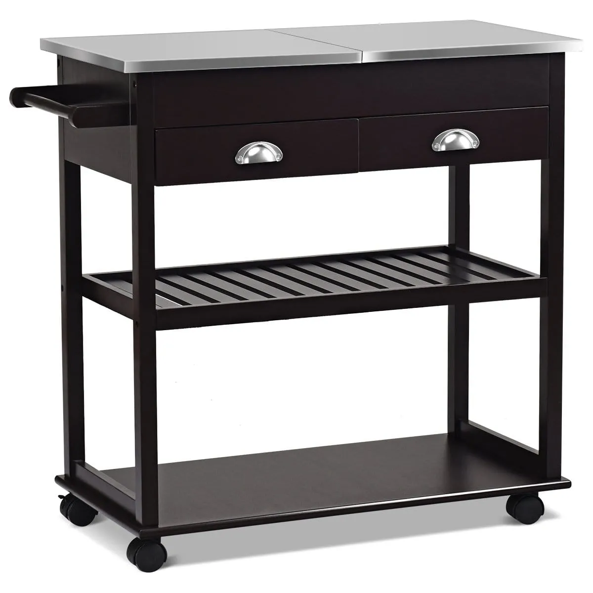 Wózek kuchenny ze składanym blatem stalowym