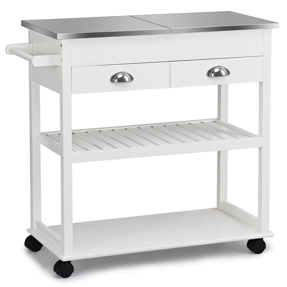 Wózek kuchenny ze składanym blatem stalowym