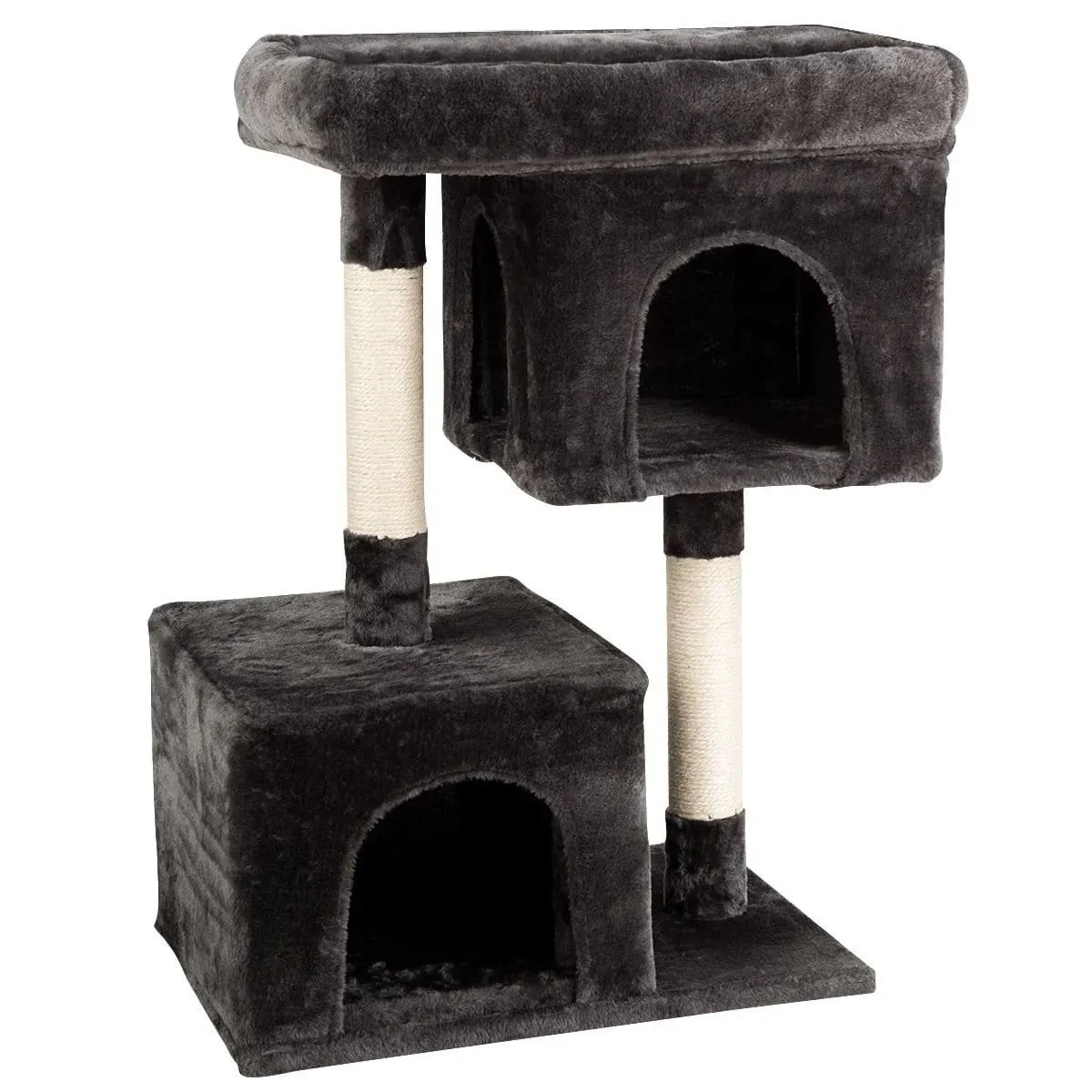 Drapak dla kota 2-poziomowa wieża z dwoma domkami i legowiskiem