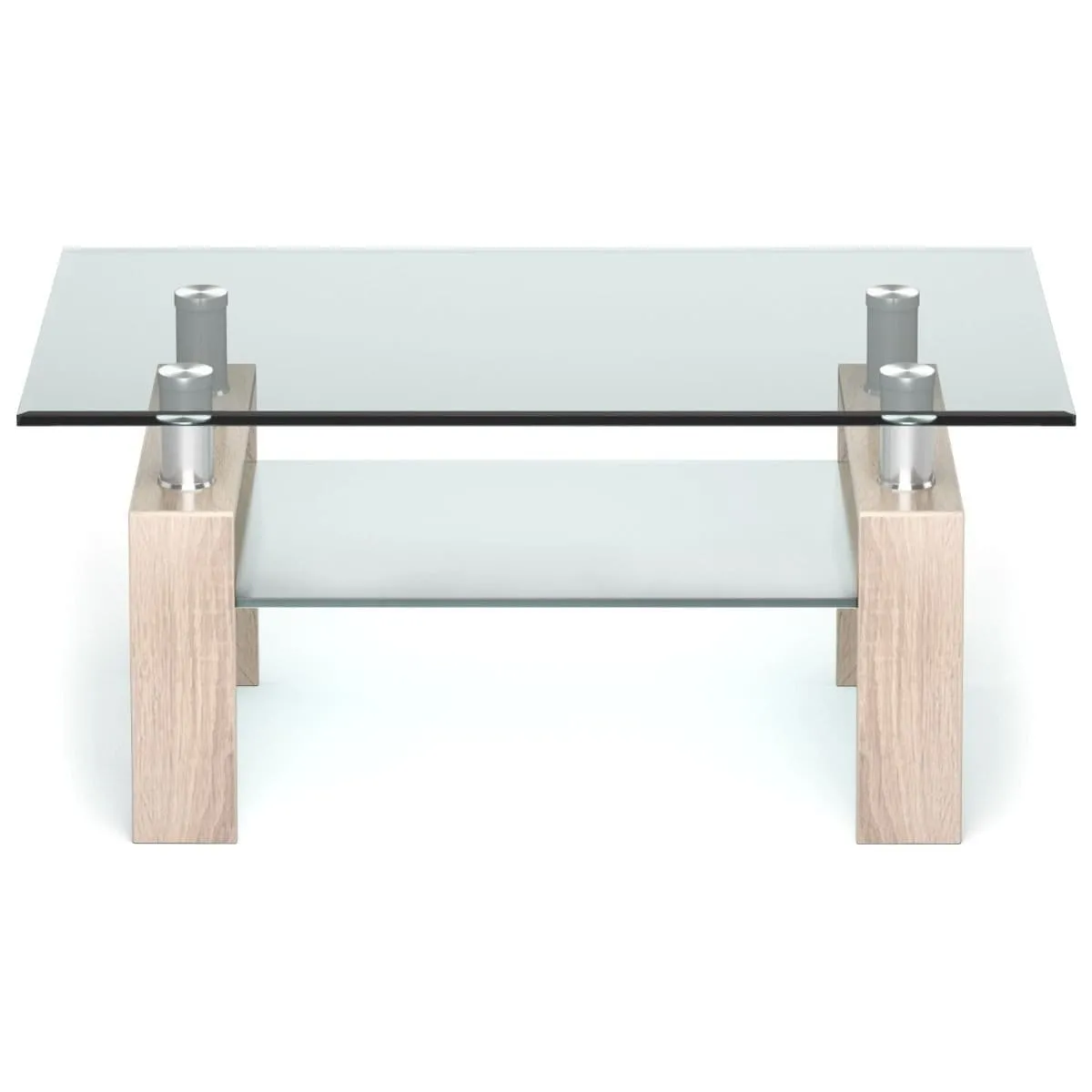 Szklany stolik kawowy z półką 99 x 60 x 44,5 cm