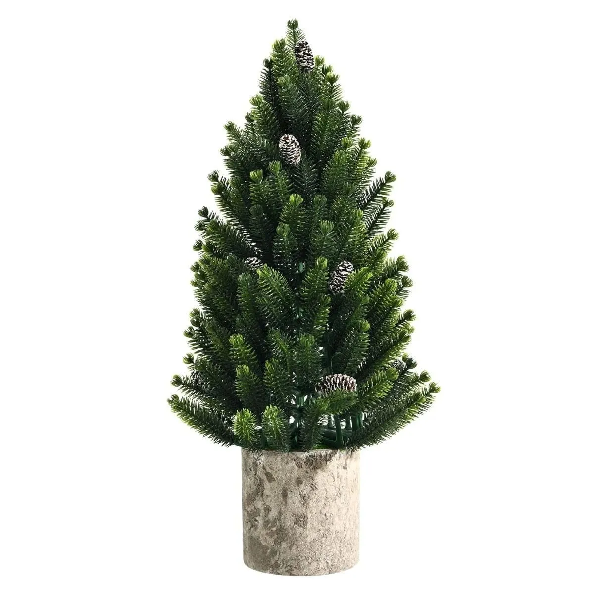 Mini choinka na biurko 47 cm z szyszkami i podstawą