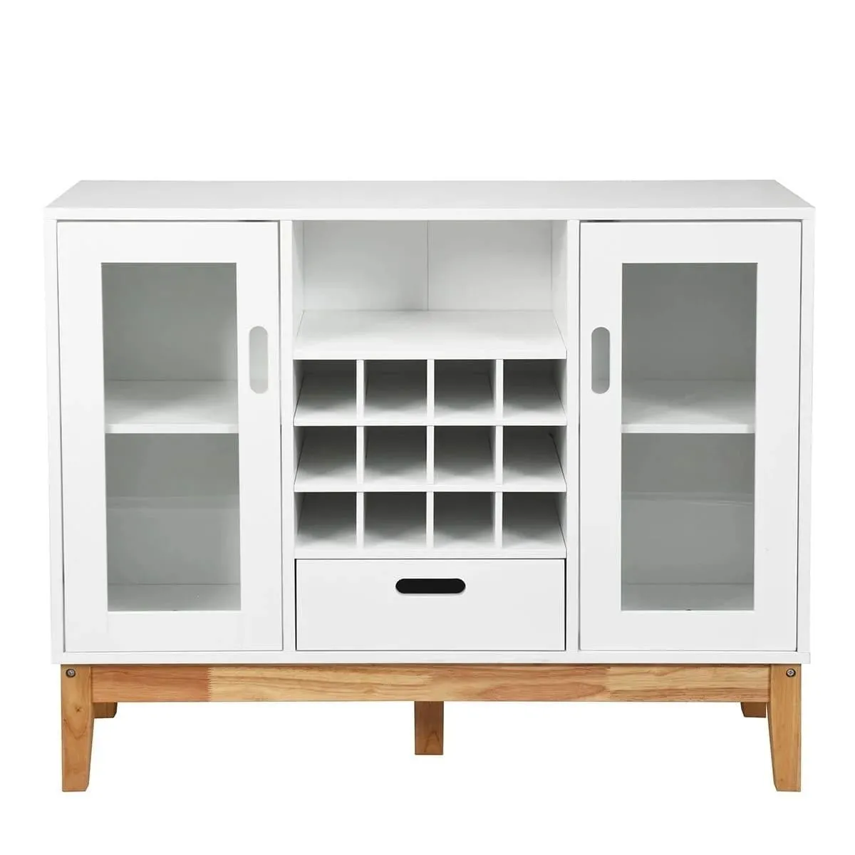 Drewniana szafka z półką na wino