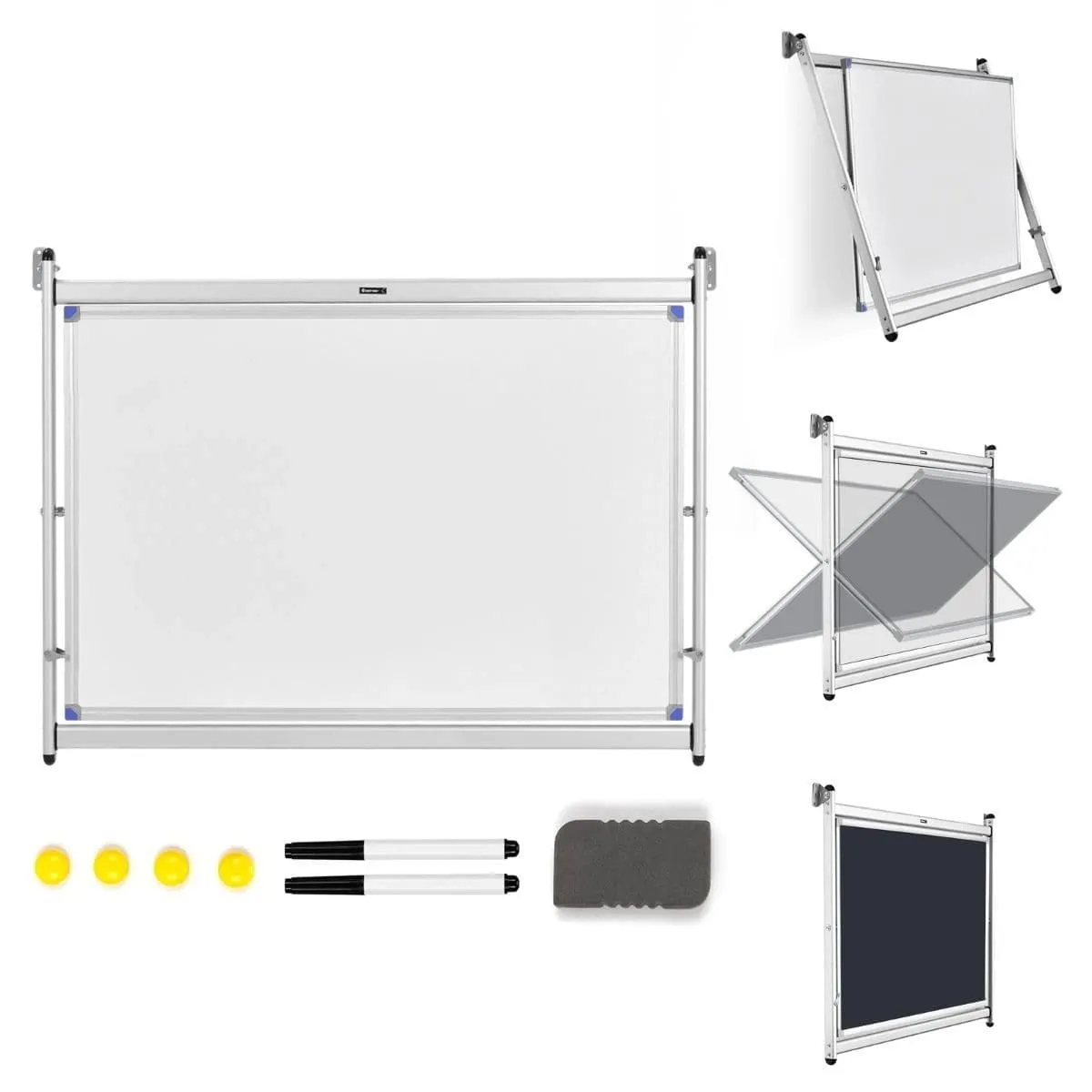 Magnetyczna zmazywalna tablica dwustronna do montażu na ścianie 96,5 x 1,5 x 76 cm