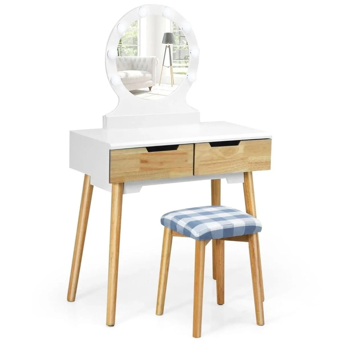 Toaletka z podświetleniem + stołek 80 x 40 x 132 cm