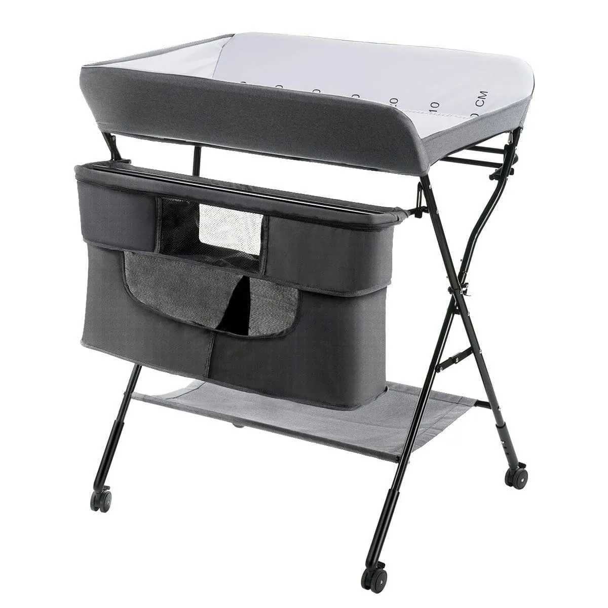 Składany przewijak dla niemowląt z regulacją wysokości i kółkami