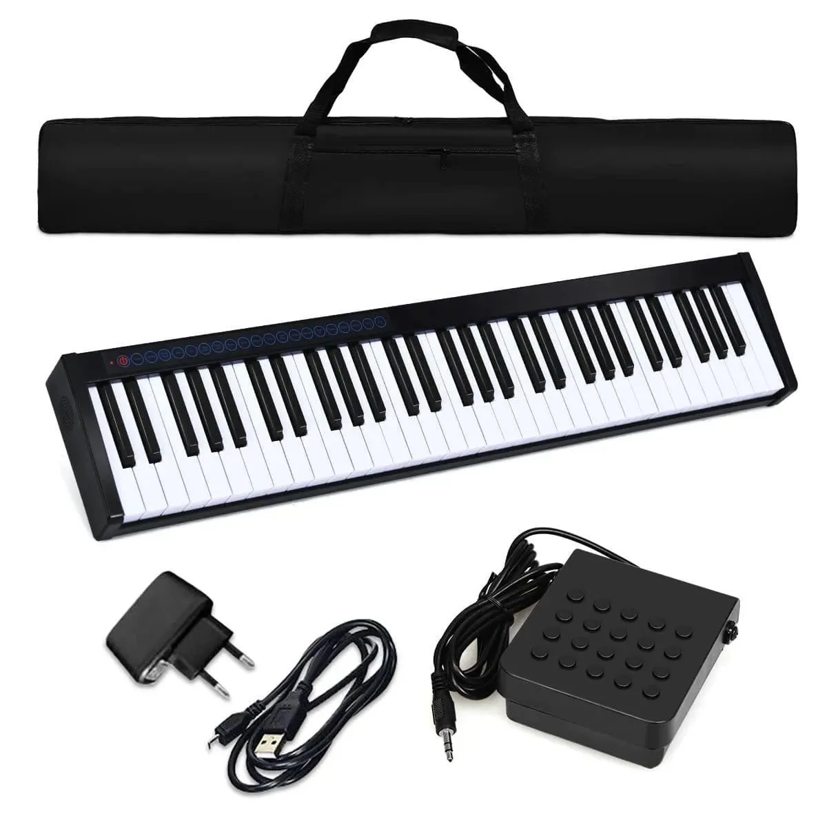 Przenośne cyfrowe pianino 61 klawiszy 88,5 x 18 x 6,5 cm